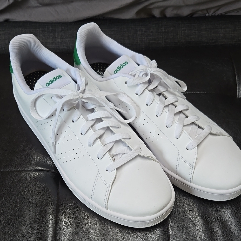 Adidas White and Green Classic Sneakers